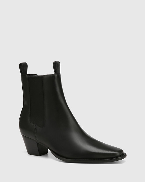 Ryde Black Leather Ankle Boot