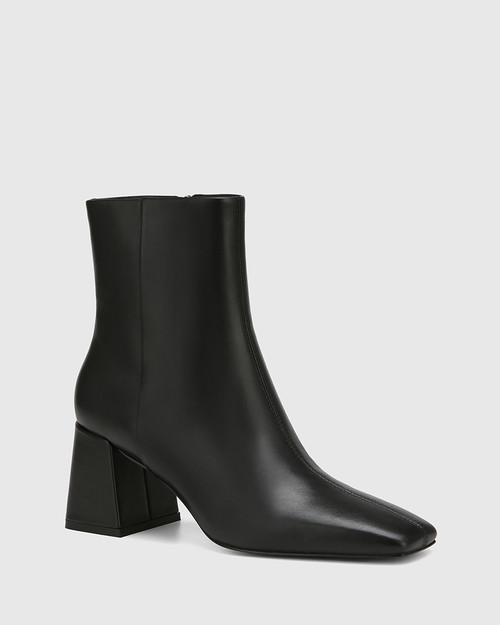 Nadia Black Leather Ankle Boot