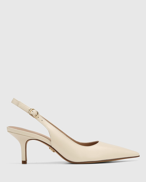 Leia Vintage Ivory Leather Slingback