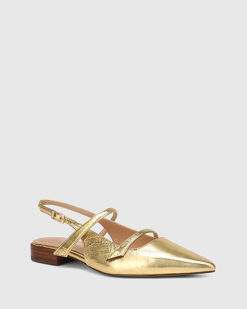 Maddy Gold Metallic Crease Leather Slingback