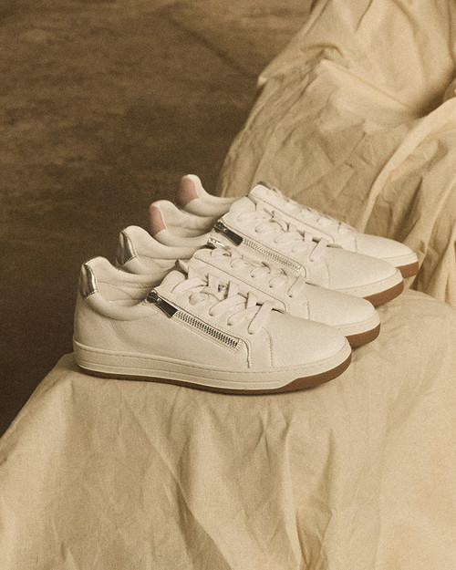 Deyse White and Blush Leather Sneaker