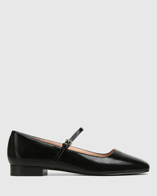 Bina Black Leather Mary Jane