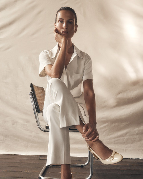Prudence Vintage Ivory Leather Slingback