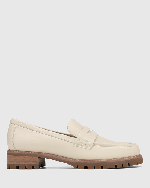 Eleni Vintage Ivory Leather Loafer