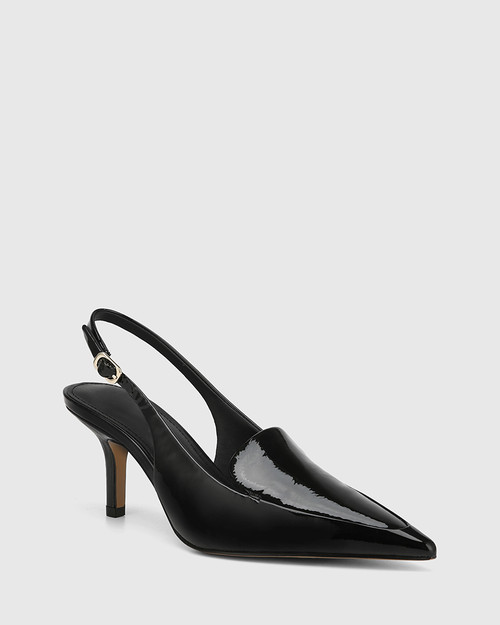 Lucas Black Patent Leather Slingback