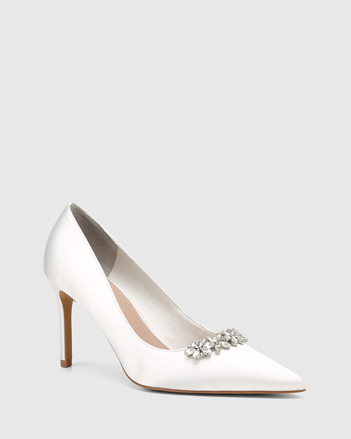 Starry Ivory Recycled Satin Stiletto Heel Pump