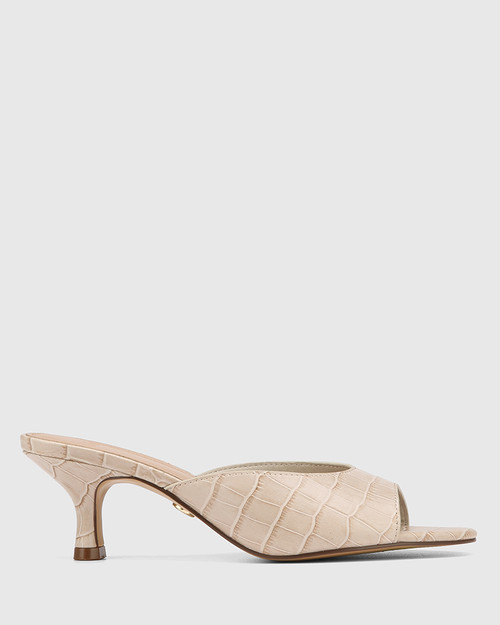 Kida Pumice Croc Embossed Leather Mule