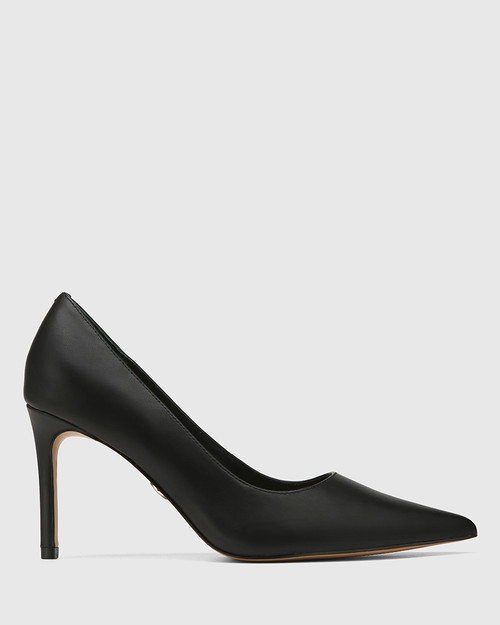 Sky Black Leather Pump