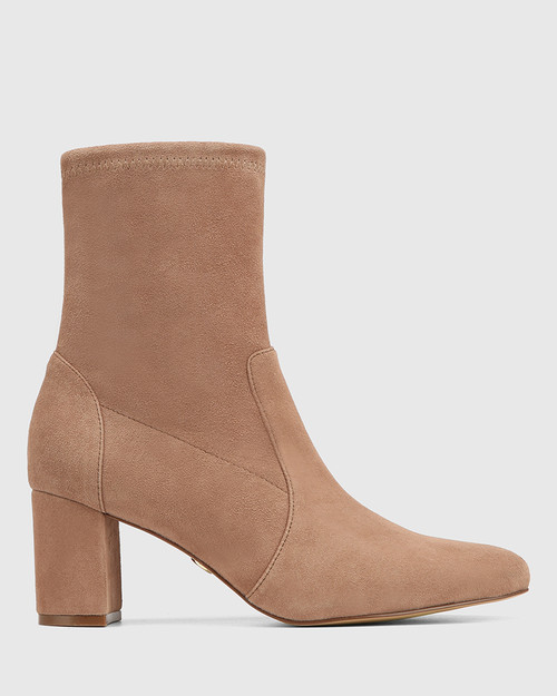 Kaci Mushroom Stretch Suede Leather Ankle Boot