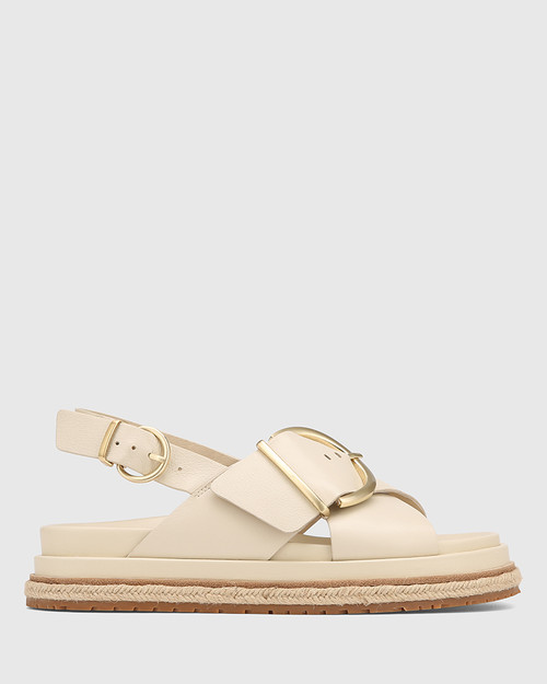 Barcelona Vintage Ivory Leather Sandal