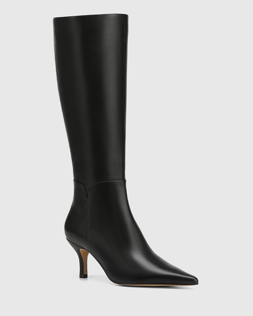 Tarley Black Leather Long Boot