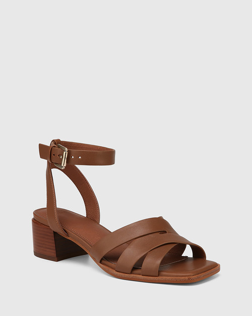 Ivie Bark Leather Strappy Heel