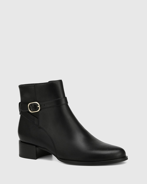 Barnes Black Leather Ankle Boot