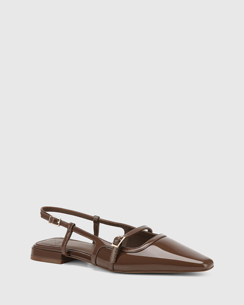 Bea Rich Brown Patent Leather Slingback