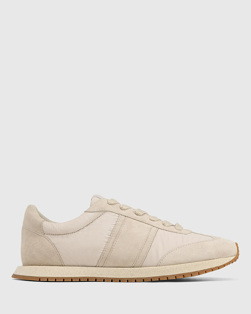 Colleen Neutral Nylon Textile and Suede Leather Sneaker