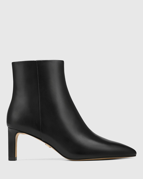 Kardin Black Leather Stiletto Heel Ankle Boot