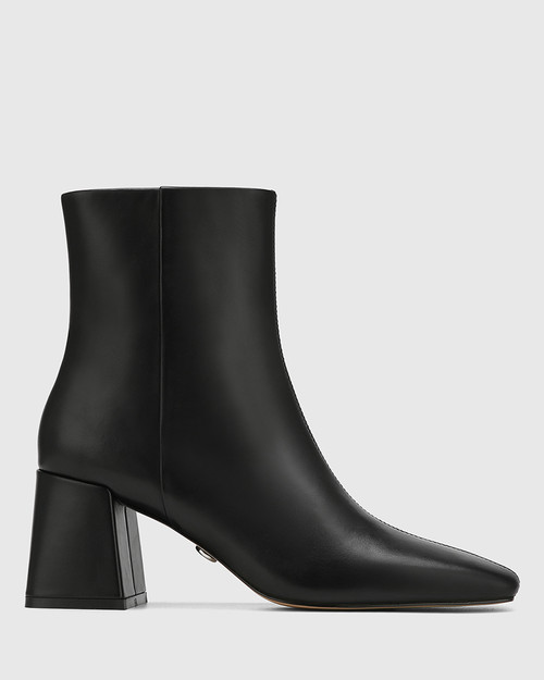Nadia Black Leather Ankle Boot