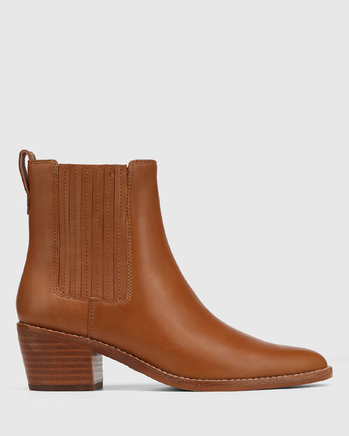 Jiamy Havana Tan Leather Ankle Boot
