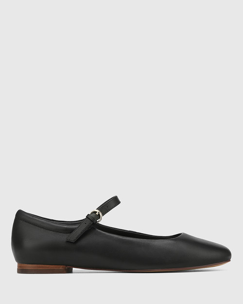 Aldari Black Leather Mary Jane