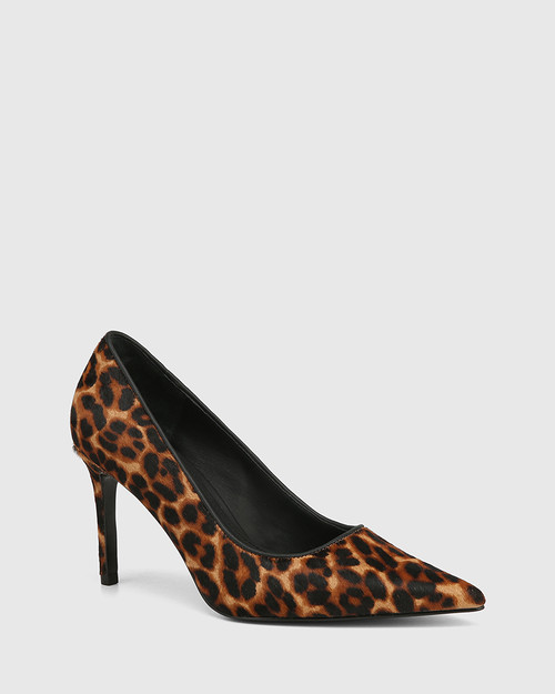 Sky Cognac Leopard Print Leather Pump