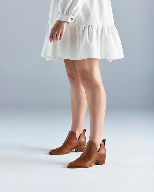 Jiya Havana Tan Leather Ankle Boot