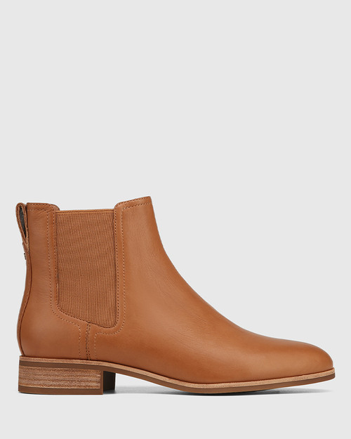 Chillie Dark Cognac Leather Ankle Boot
