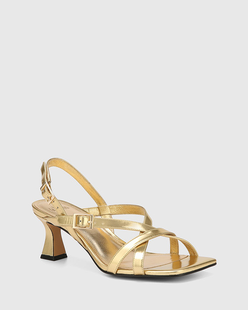 Kirby Gold Metallic Leather Strappy Heel