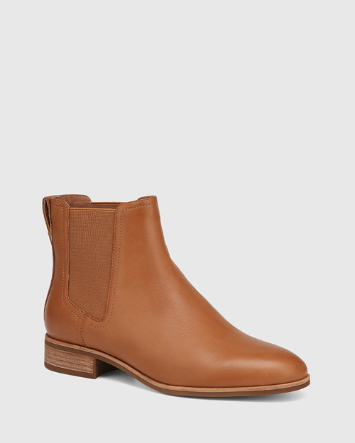 Chillie Dark Cognac Leather Ankle Boot