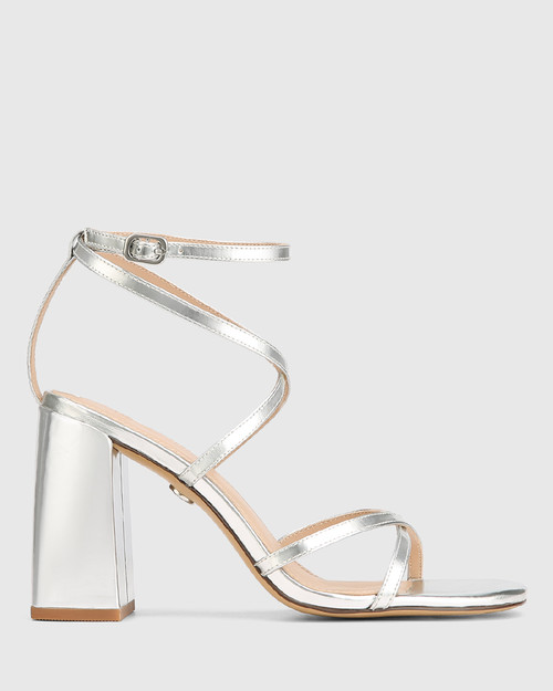 Remy Silverware Metallic Leather Strappy Heel