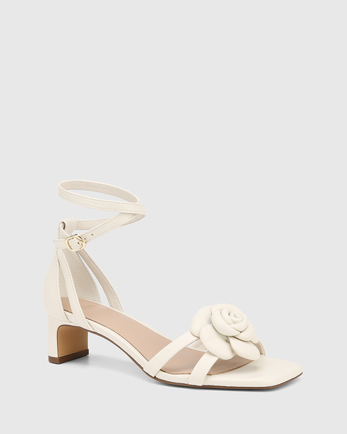 Floris Off White Leather Kitten Heel