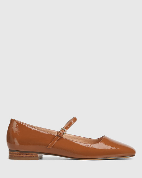 Bina Warm Cinnamon Crinkle Patent Leather Mary Jane