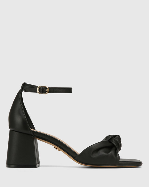 Louisa Black Leather Block Heel