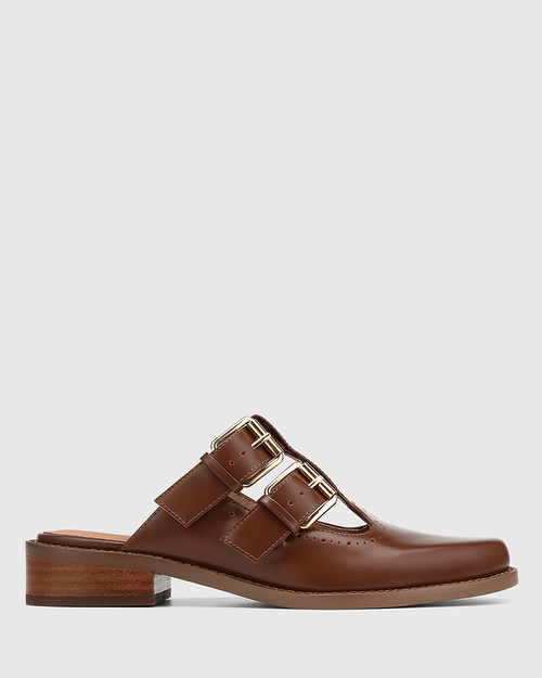 Finn Milk Chocolate Leather T-Bar Mule