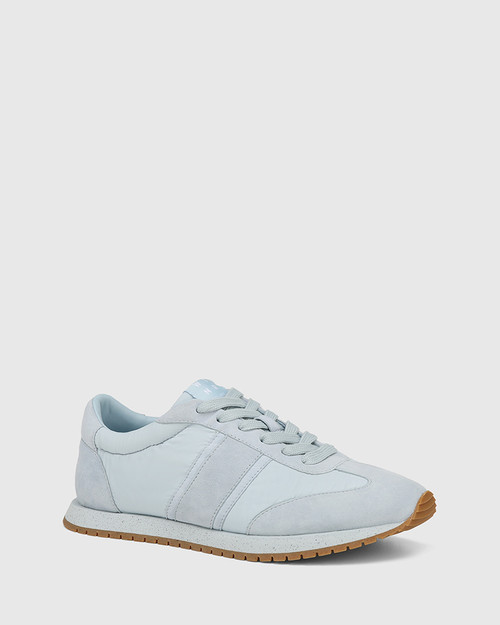 Colleen Placid Blue Nylon Textile and Suede Leather Sneaker
