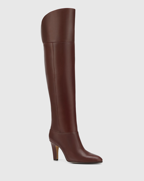 Riot Milk Chocolate Leather Over The Knee Boot