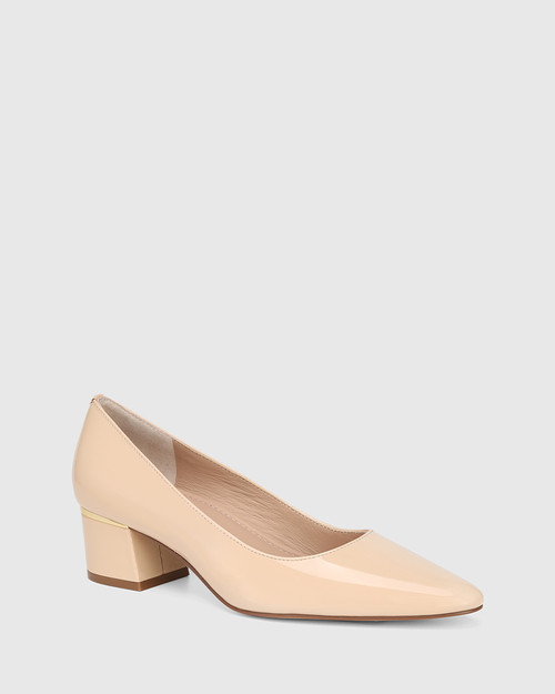 Gemmah New Flesh Patent Block Heel Pump