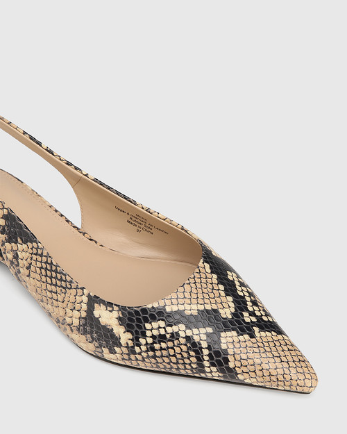 Mera Black Multi Snake Embossed Leather Slingback