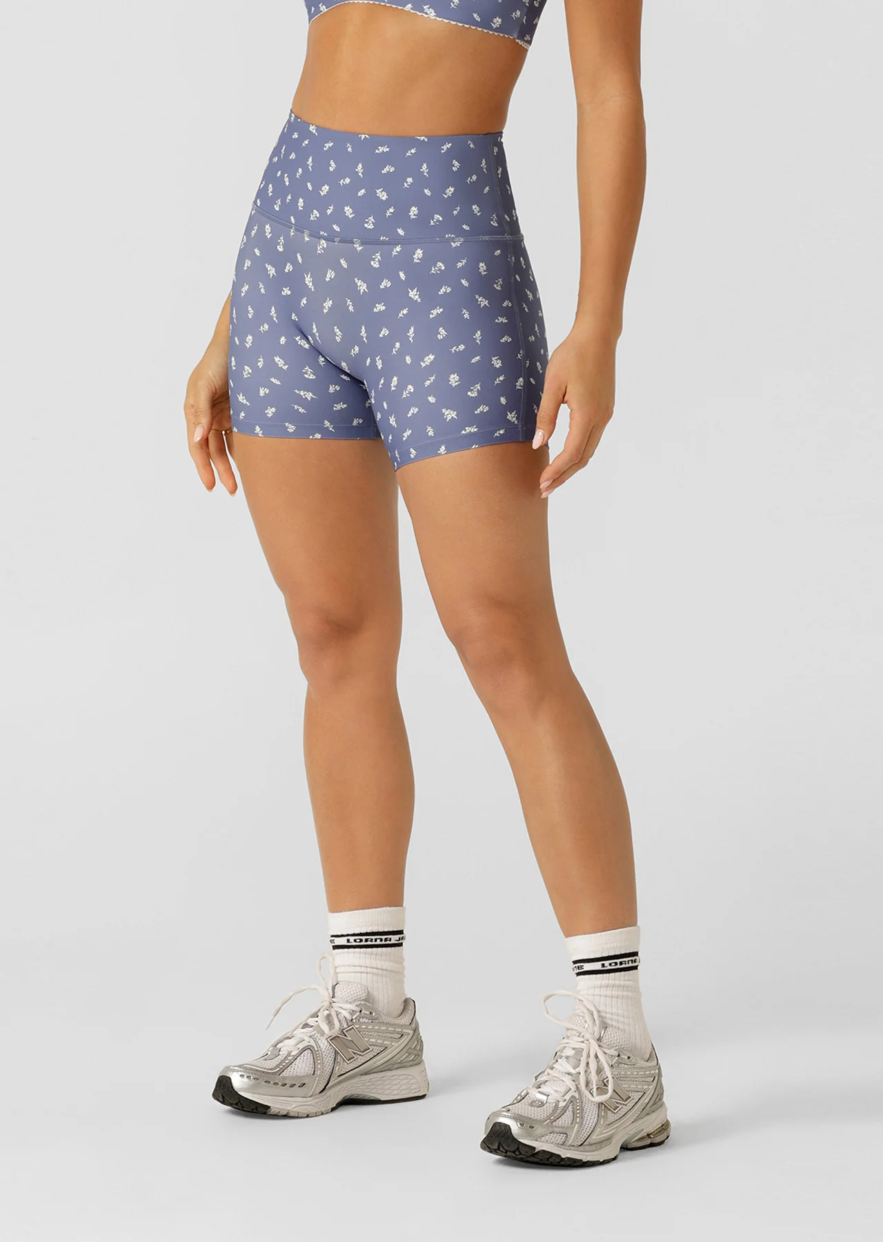 Blue Fleur Hi Fold No Ride 12cm Bike Shorts