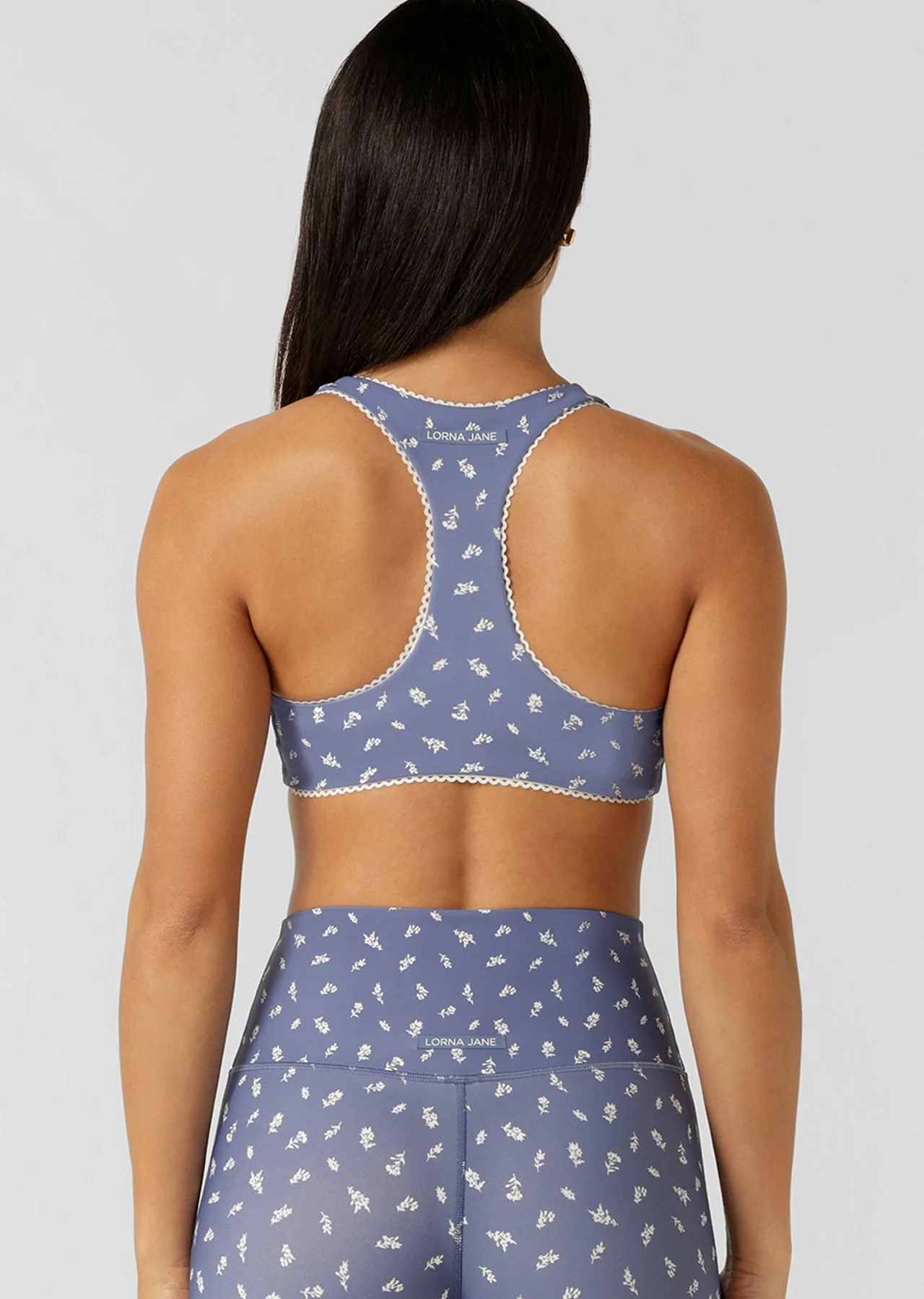 Blue Fleur Racer Back Sports Bra