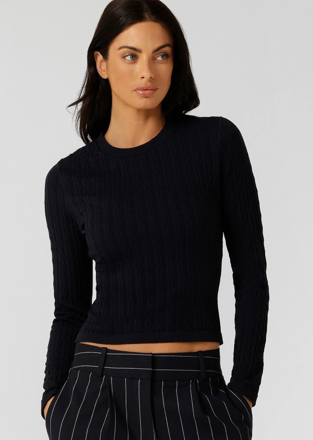 Cable Seamless Long Sleeve Top