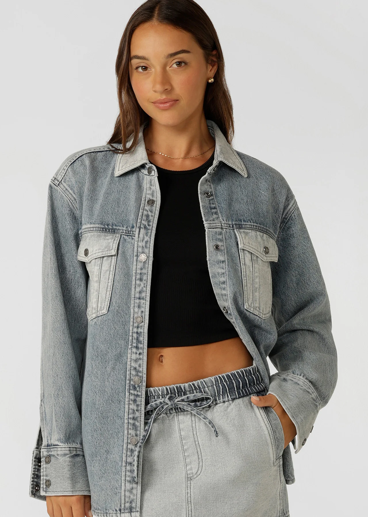 Two Tone Denim Utility Jacket
