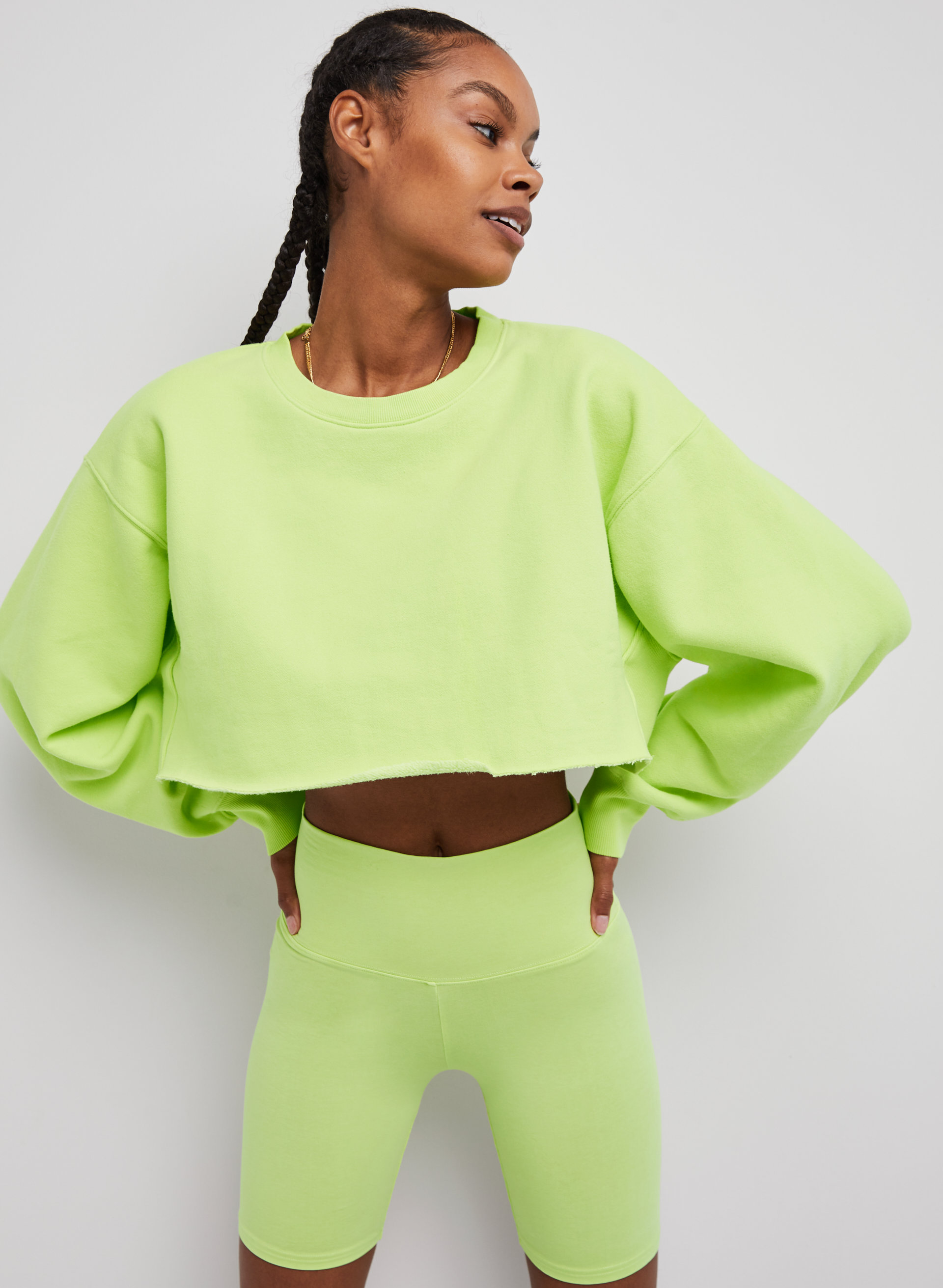 Cozy Fleece Boyfriend Cropped Sweatshirt