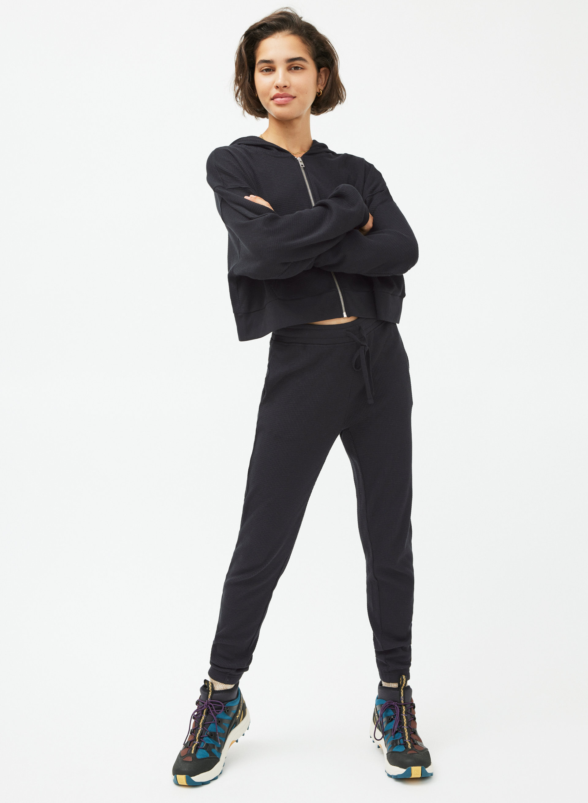 Boxy Thermal Zip Hoodie