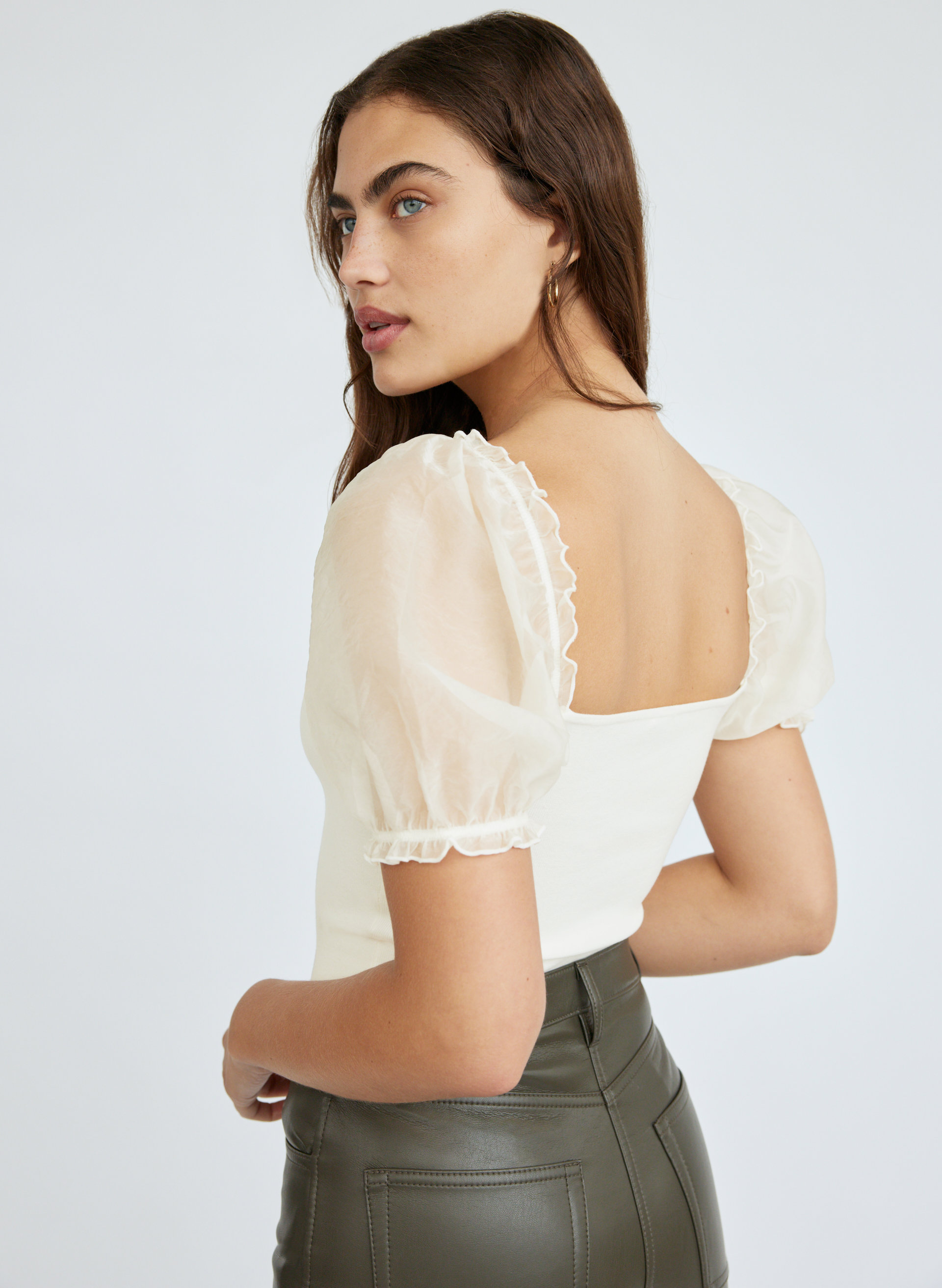 Sheer-Sleeve Top