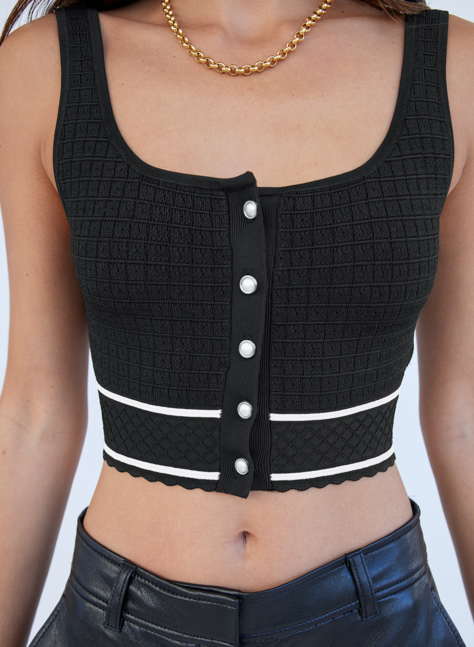 Sculpt Knit Button Tank