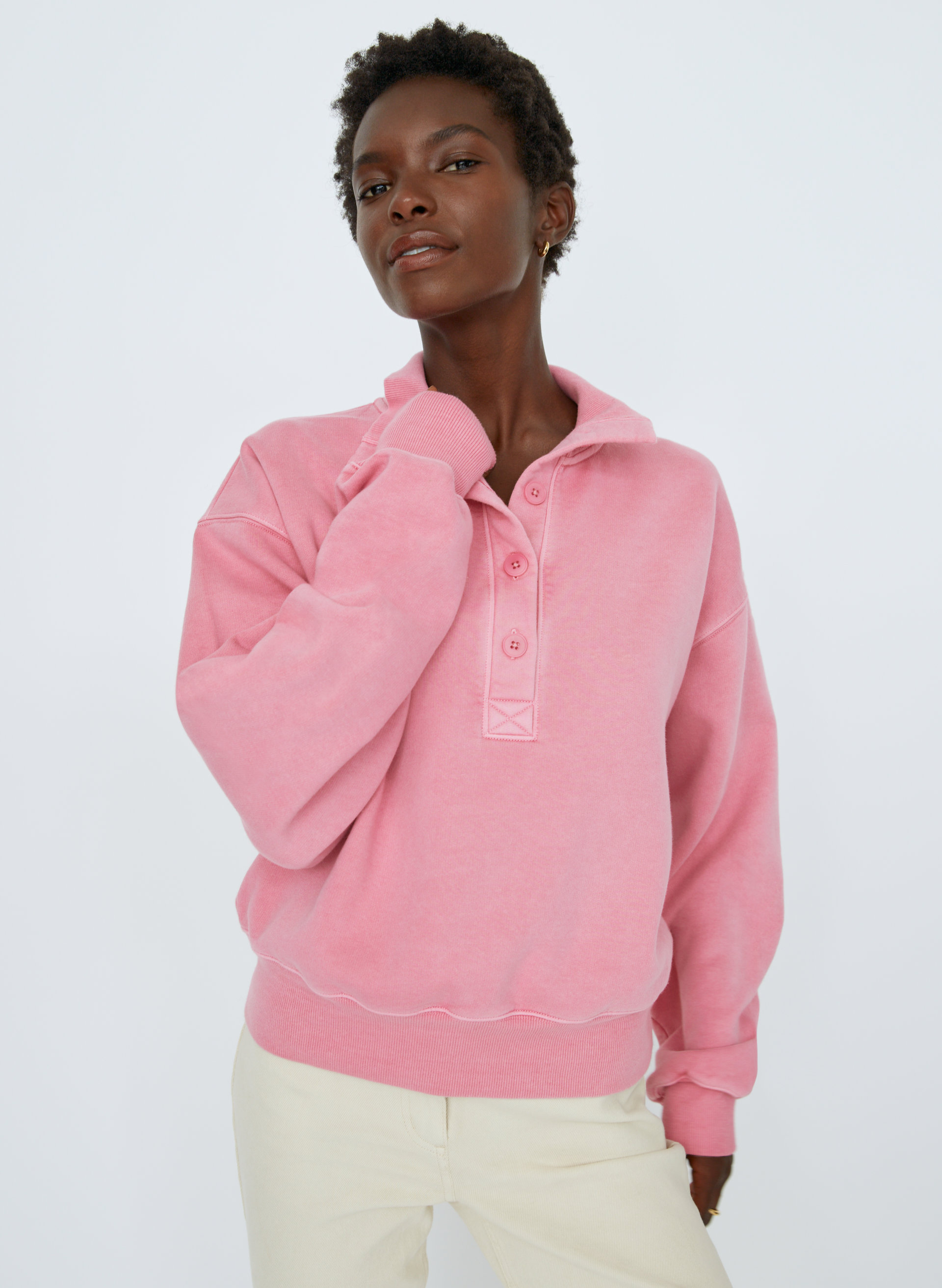 Free Fleece Button Sweatshirt