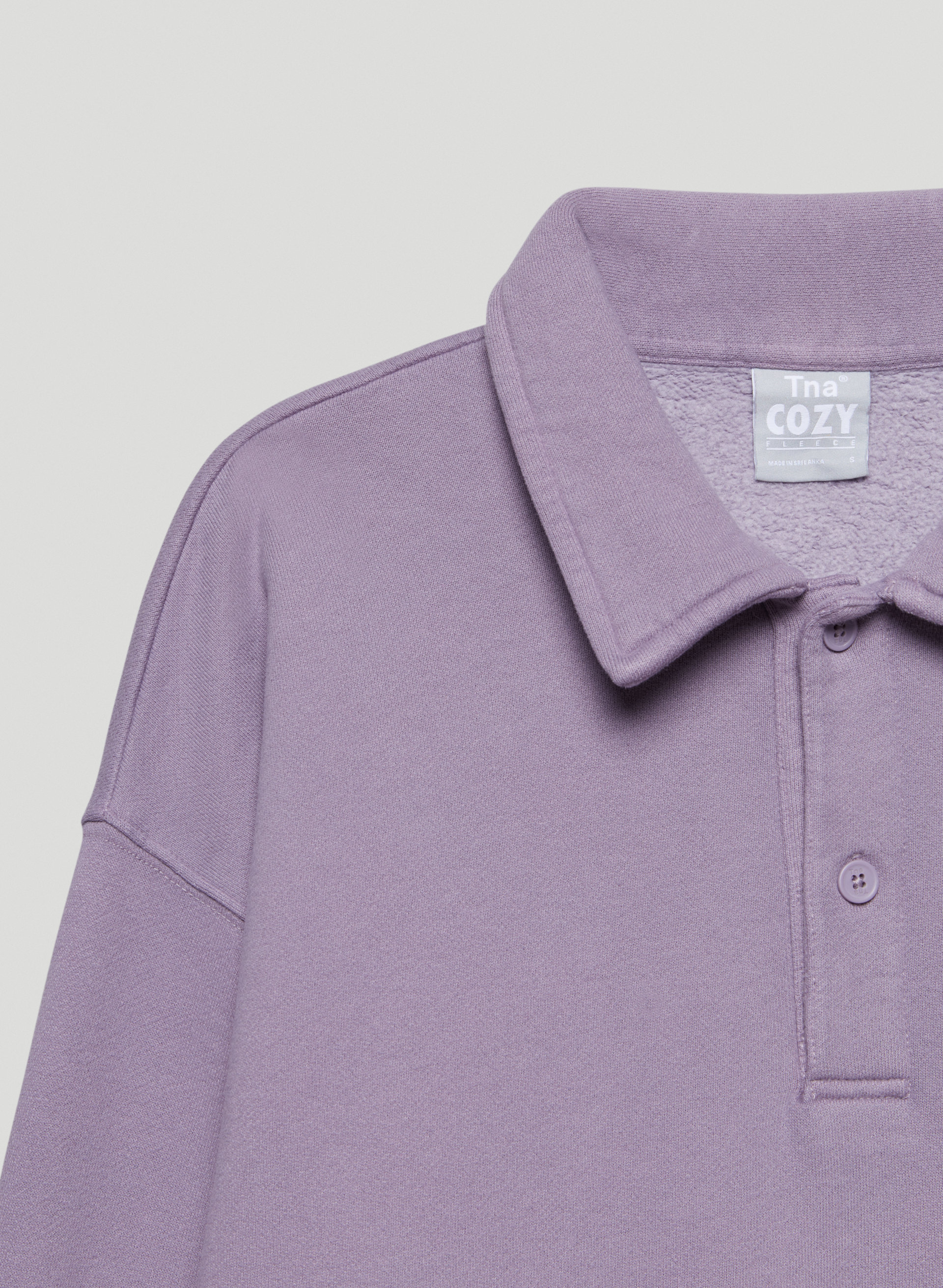 Cozy Fleece Boyfriend Polo Sweatshirt