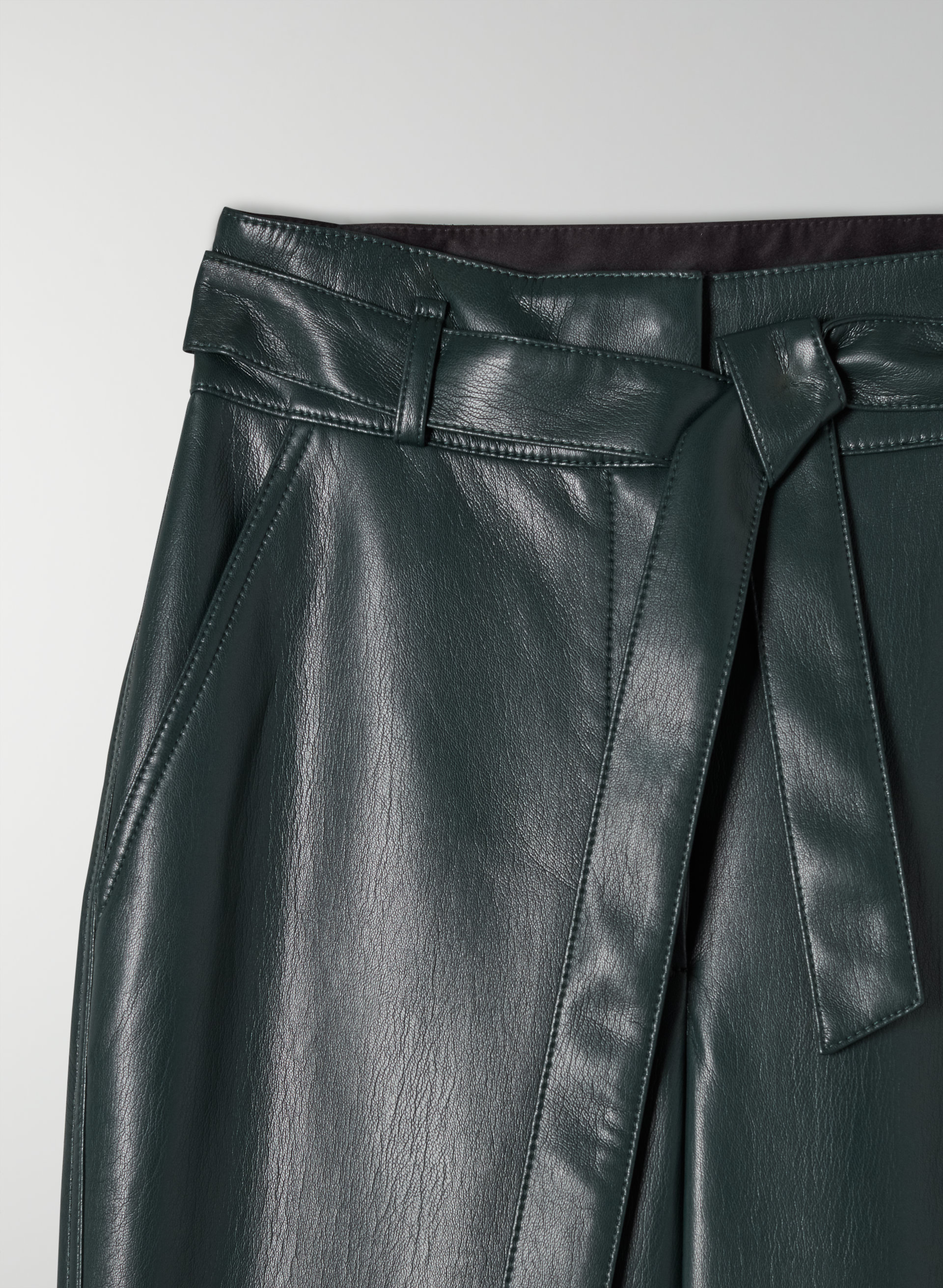 Vegan Leather Belted Pant