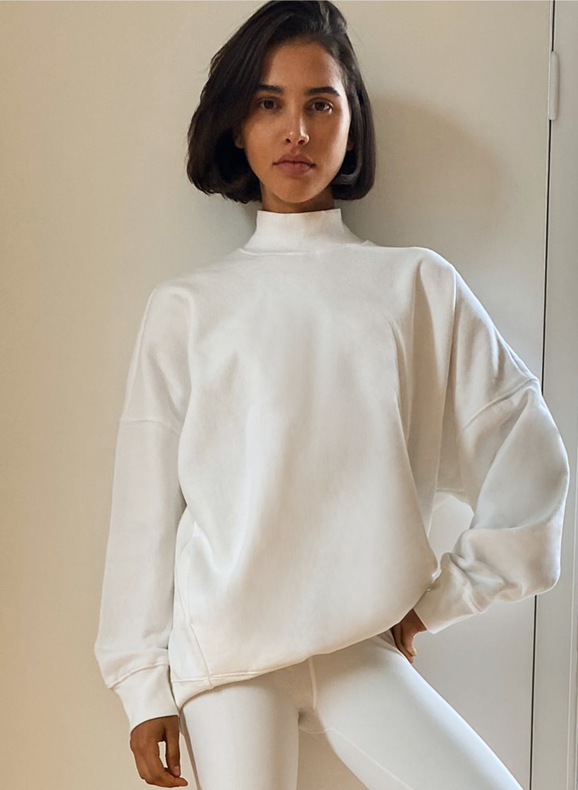 Cozy Fleece Boyfriend Mock Sweatshirt