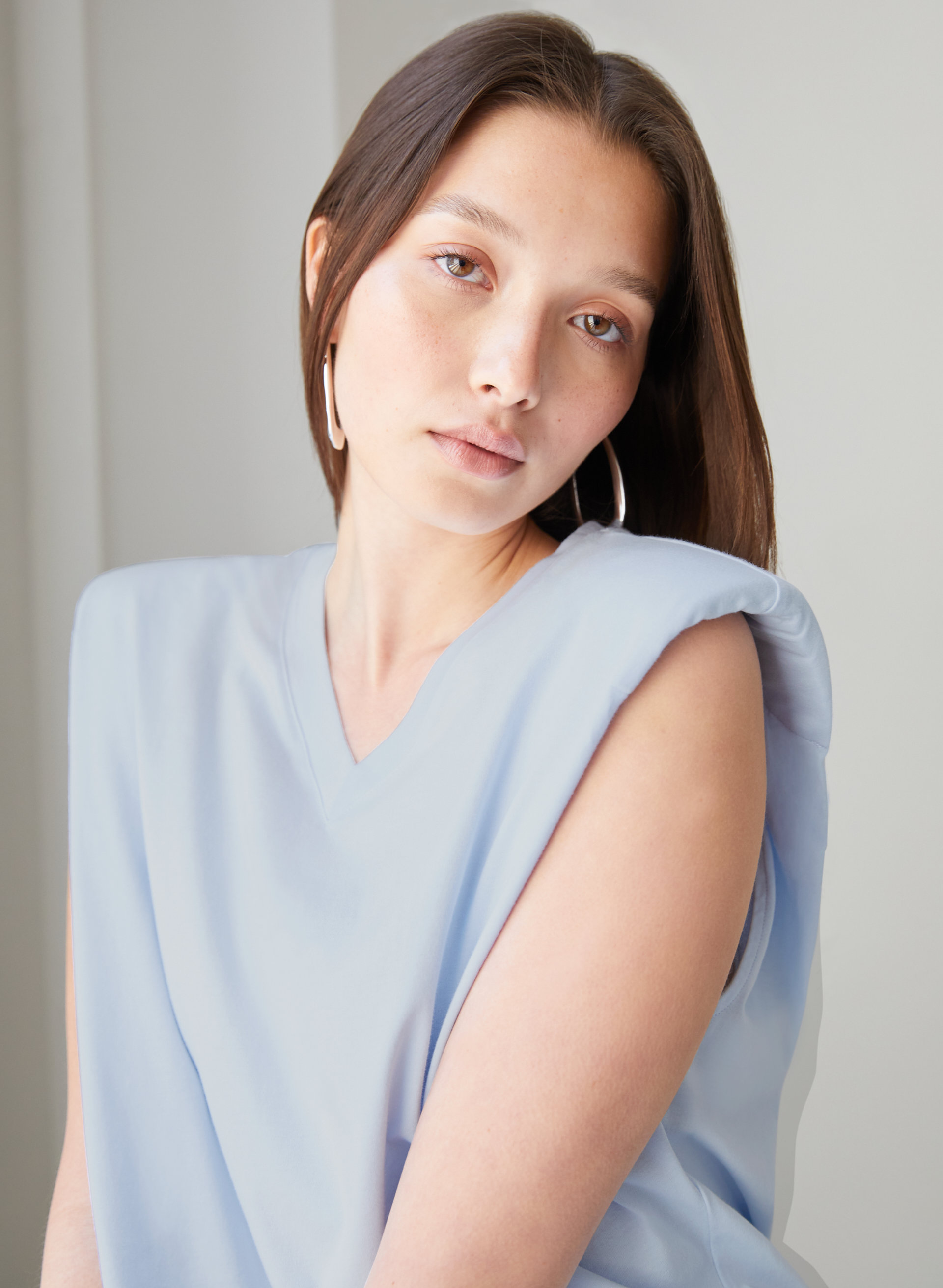 Shoulder Pad V-Neck T-Shirt